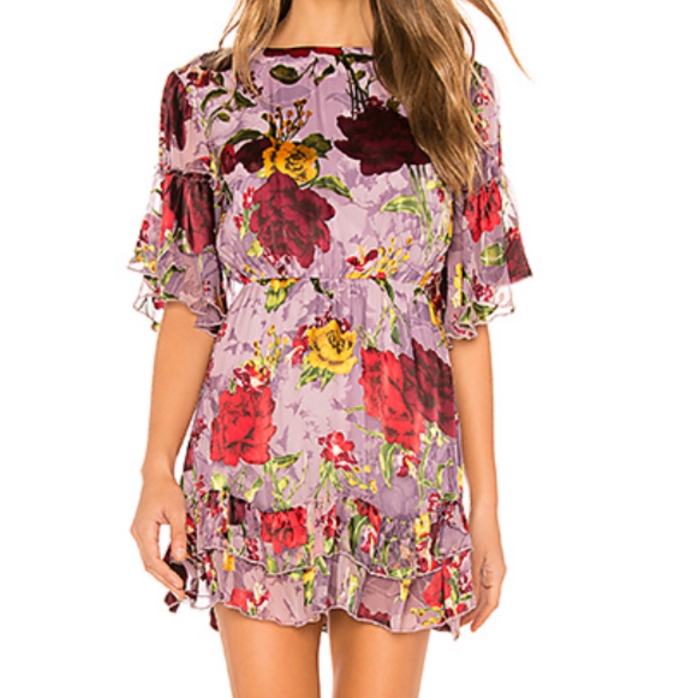 alice + olivia Katrina Ruffled Floral Dress